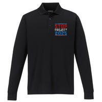 Prodemocracy Stop Project 2025 Presidential Election 2024 Performance Long Sleeve Polo