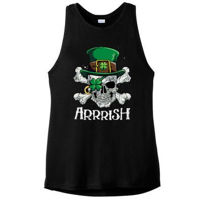 Pirate St Patricks Day Arrrish Leprechaun Ladies PosiCharge Tri-Blend Wicking Tank