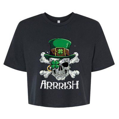 Pirate St Patricks Day Arrrish Leprechaun Bella+Canvas Jersey Crop Tee