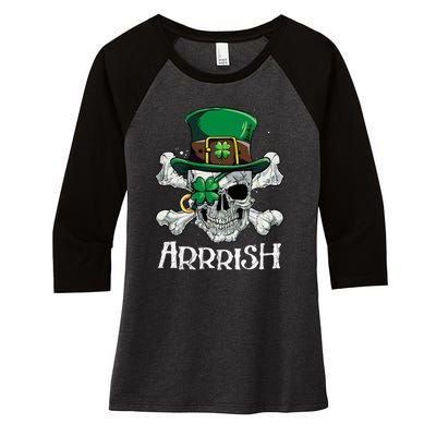 Pirate St Patricks Day Arrrish Leprechaun Women's Tri-Blend 3/4-Sleeve Raglan Shirt