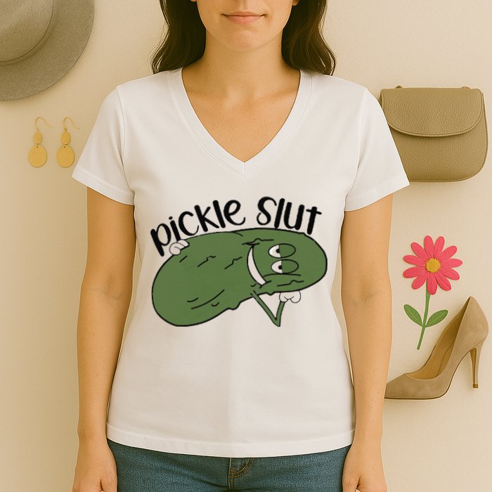 pickle slut  Women's V-Neck T-Shirt