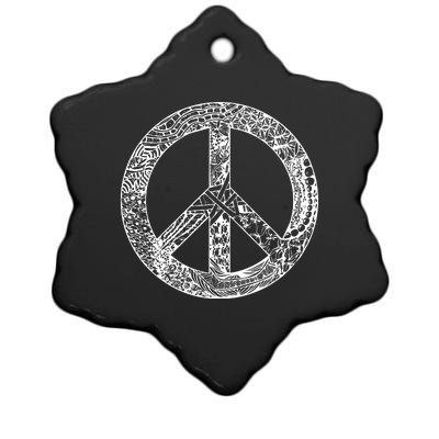 Peace Symbol Ceramic Star Ornament