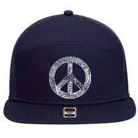 Peace Symbol 7 Panel Mesh Trucker Snapback Hat