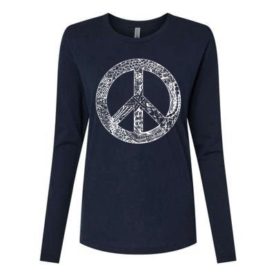 Peace Symbol Womens Cotton Relaxed Long Sleeve T-Shirt