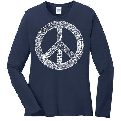 Peace Symbol Ladies Long Sleeve Shirt