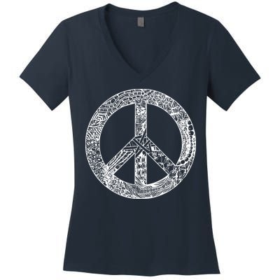 Peace Symbol Women's V-Neck T-Shirt