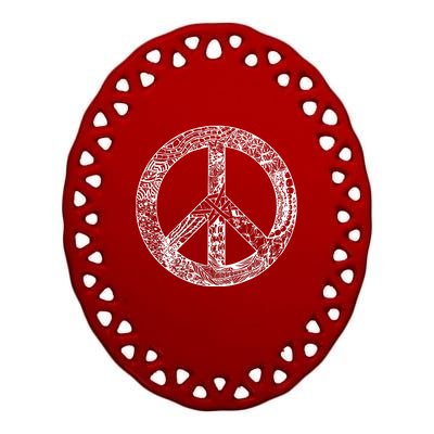 Peace Symbol Ceramic Oval Ornament