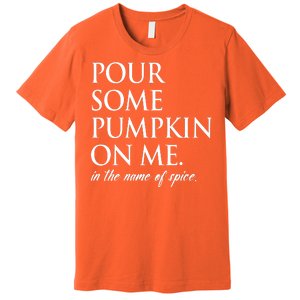 Pour Some Pumpkin On Me In The Name Of Spice Funny Fall Premium T-Shirt