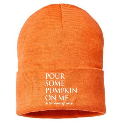Pour Some Pumpkin On Me In The Name Of Spice Funny Fall Sustainable Knit Beanie