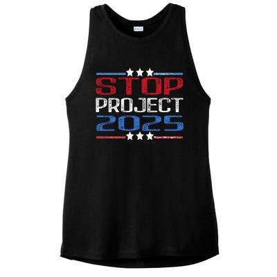 Prodemocracy Stop Project 2025 Presidential Election 2024 Ladies PosiCharge Tri-Blend Wicking Tank