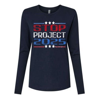 Prodemocracy Stop Project 2025 Presidential Election 2024 Womens Cotton Relaxed Long Sleeve T-Shirt