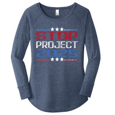 Prodemocracy Stop Project 2025 Presidential Election 2024 Women's Perfect Tri Tunic Long Sleeve Shirt