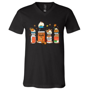 Pumpkin Spice Propofol Ativan Versed Haldol Halloween Nurse V-Neck T-Shirt