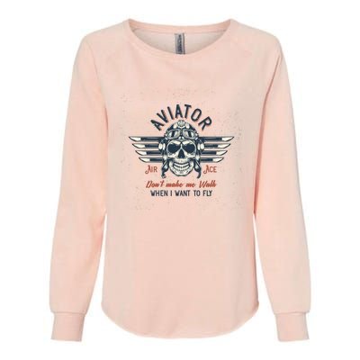 Pilot Skull Womens California Wash Sweatshirt