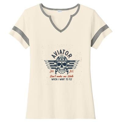 Pilot Skull Ladies Halftime Notch Neck Tee