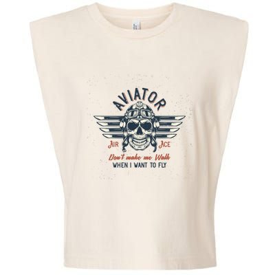 Pilot Skull Garment-Dyed Women's Muscle Tee