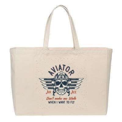 Pilot Skull Cotton Canvas Jumbo Tote