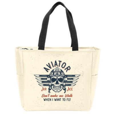 Pilot Skull Zip Tote Bag