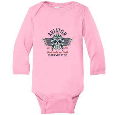 Pilot Skull Baby Long Sleeve Bodysuit