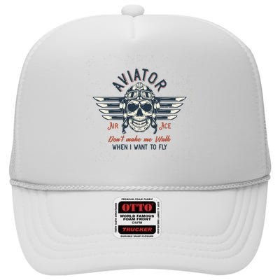 Pilot Skull High Crown Mesh Back Trucker Hat