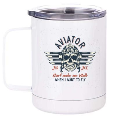 Pilot Skull 12 oz Stainless Steel Tumbler Cup