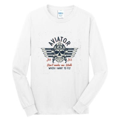 Pilot Skull Tall Long Sleeve T-Shirt