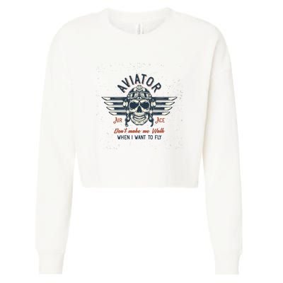 Pilot Skull Cropped Pullover Crew