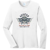 Pilot Skull Ladies Long Sleeve Shirt