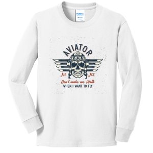 Pilot Skull Kids Long Sleeve Shirt