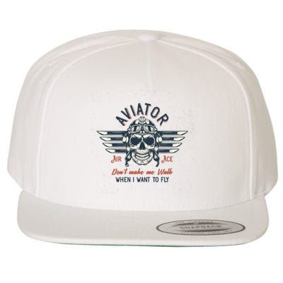 Pilot Skull Wool Snapback Cap