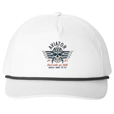 Pilot Skull Snapback Five-Panel Rope Hat