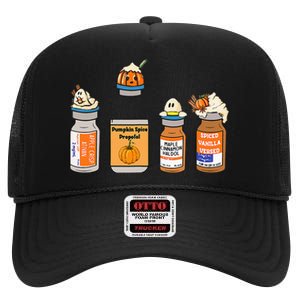 Pumpkin Spice Propofol Ativan Versed Haldol Nurse Halloween High Crown Mesh Back Trucker Hat