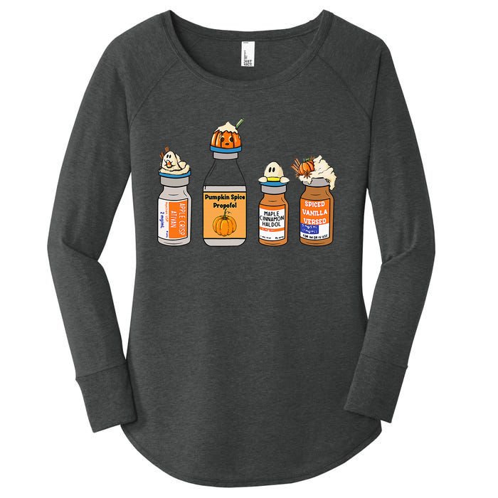 Pumpkin Spice Propofol Ativan Versed Haldol Nurse Halloween Women's Perfect Tri Tunic Long Sleeve Shirt