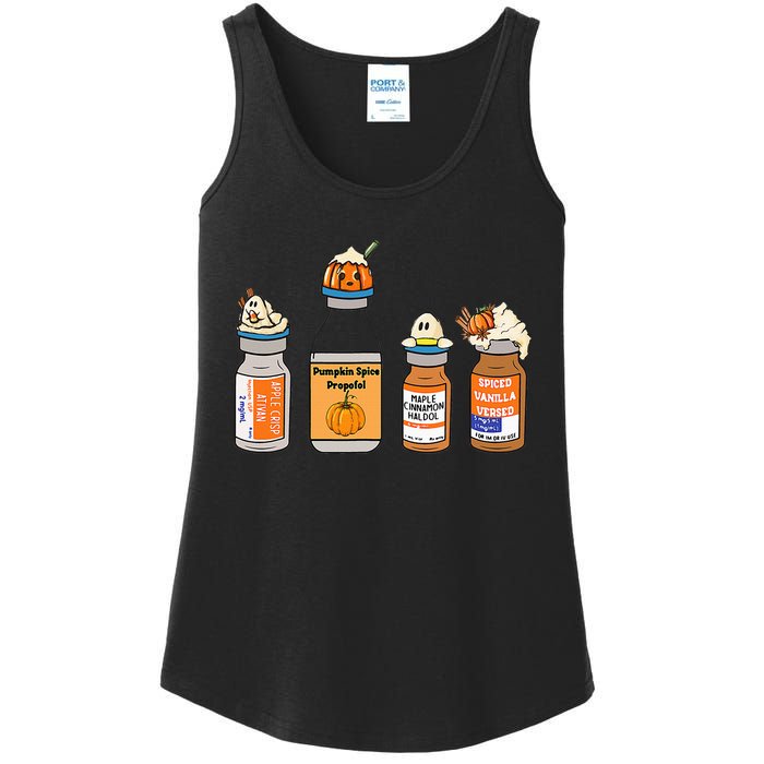 Pumpkin Spice Propofol Ativan Versed Haldol Nurse Halloween Ladies Essential Tank