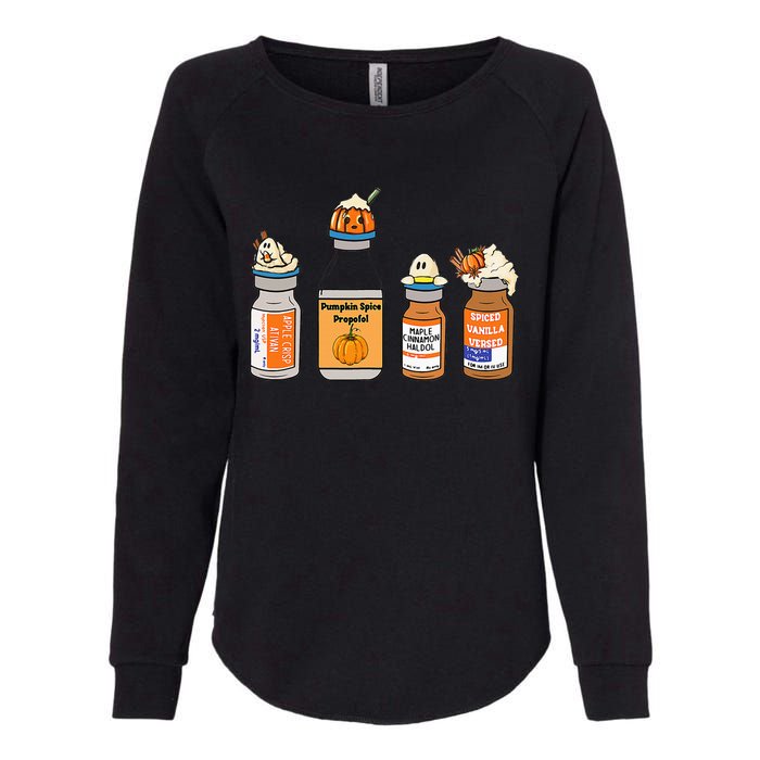 Pumpkin Spice Propofol Ativan Versed Haldol Nurse Halloween Womens California Wash Sweatshirt