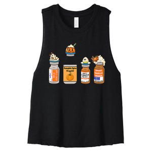 Pumpkin Spice Propofol Ativan Versed Haldol Nurse Halloween Women's Racerback Cropped Tank