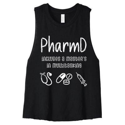 PharmD Student Pharmacy Humor Pharm D Graduation White Coat Women's Racerback Cropped Tank