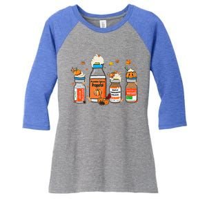 Pumpkin Spice Propofol Ativan Versed Haldol Halloween Nurse Women's Tri-Blend 3/4-Sleeve Raglan Shirt