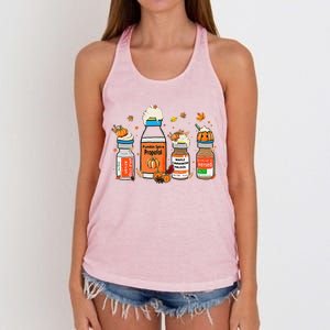 Pumpkin Spice Propofol Ativan Versed Haldol Halloween Nurse Women's Knotted Racerback Tank