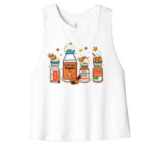 Pumpkin Spice Propofol Ativan Versed Haldol Halloween Nurse Women's Racerback Cropped Tank