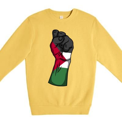 Palestine Strong Protest Fist Palestinian Free Palestine Cool Gift Premium Crewneck Sweatshirt