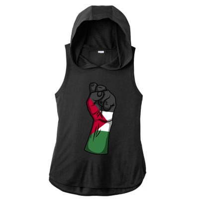 Palestine Strong Protest Fist Palestinian Free Palestine Cool Gift Ladies PosiCharge Tri-Blend Wicking Draft Hoodie Tank