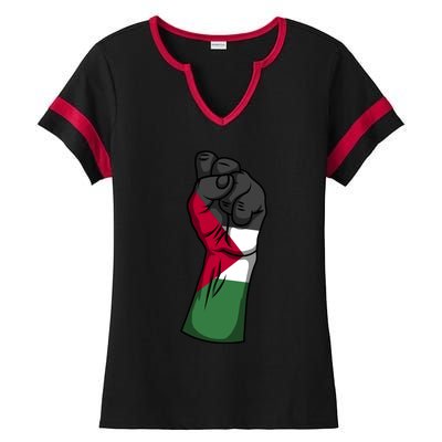 Palestine Strong Protest Fist Palestinian Free Palestine Cool Gift Ladies Halftime Notch Neck Tee