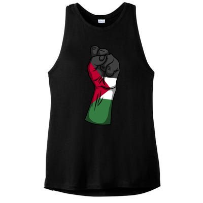 Palestine Strong Protest Fist Palestinian Free Palestine Cool Gift Ladies PosiCharge Tri-Blend Wicking Tank