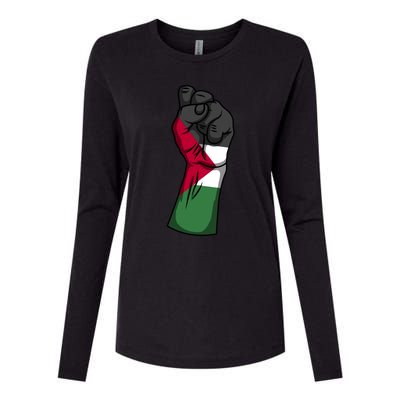 Palestine Strong Protest Fist Palestinian Free Palestine Cool Gift Womens Cotton Relaxed Long Sleeve T-Shirt