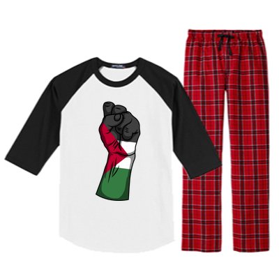 Palestine Strong Protest Fist Palestinian Free Palestine Cool Gift Raglan Sleeve Pajama Set