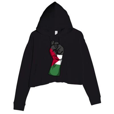 Palestine Strong Protest Fist Palestinian Free Palestine Cool Gift Crop Fleece Hoodie