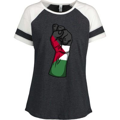 Palestine Strong Protest Fist Palestinian Free Palestine Cool Gift Enza Ladies Jersey Colorblock Tee