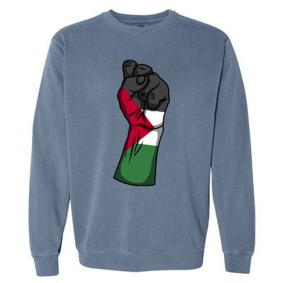 Palestine Strong Protest Fist Palestinian Free Palestine Cool Gift Garment-Dyed Sweatshirt