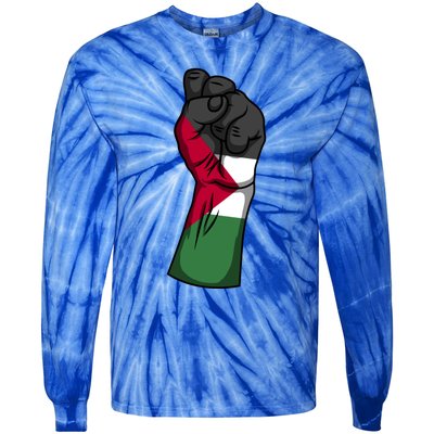 Palestine Strong Protest Fist Palestinian Free Palestine Cool Gift Tie-Dye Long Sleeve Shirt